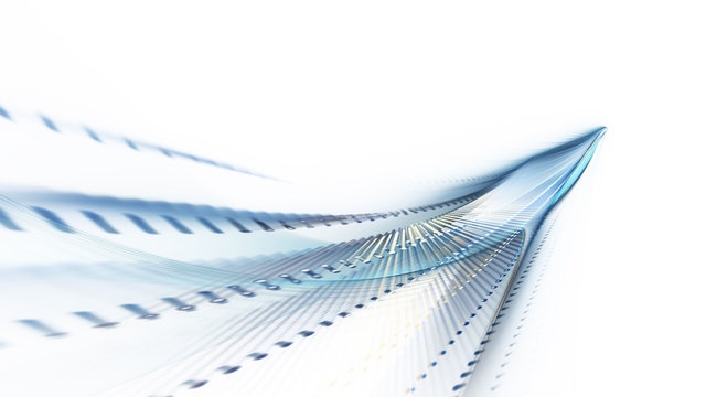 Abstract background. 3d illustration. Fractal graphics composition of dots, waves and rays of light.