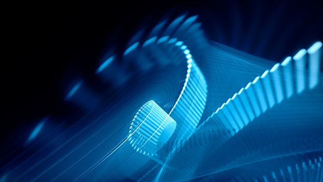 Abstract background. 3d illustration. Fractal graphics composition of dots, waves and rays of light.