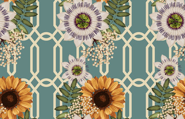 Wall Mural - Vintage Beautiful and trendy Seamless Pattern design in super high resolution. Pattern Decoration Texture. Vintage Style Design for Fabric Print, Wallpaper Background.
