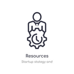 Wall Mural - resources outline icon. isolated line vector illustration from startup stategy and collection. editable thin stroke resources icon on white background