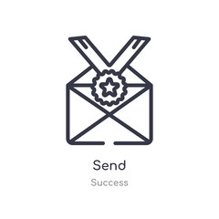 Poster - send outline icon. isolated line vector illustration from success collection. editable thin stroke s