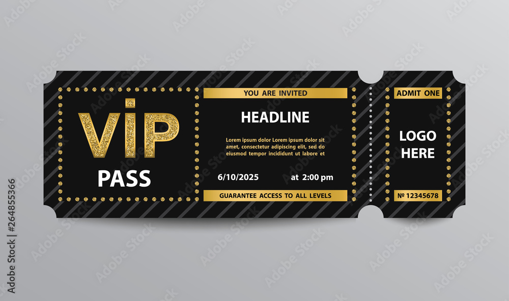 VIP pass admission ticket - obrazy, fototapety, plakaty 