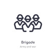 brigade outline icon. isolated line vector illustration from army and war collection. editable thin stroke brigade icon on white background