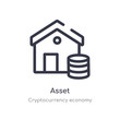 asset outline icon. isolated line vector illustration from cryptocurrency economy collection. editable thin stroke asset icon on white background