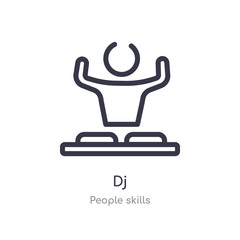 dj outline icon. isolated line vector illustration from people skills collection. editable thin stroke dj icon on white background