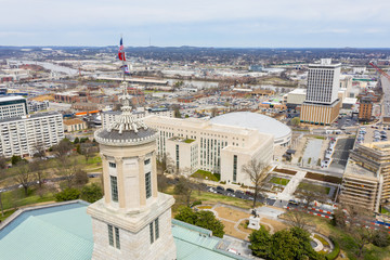 Fototapete - Aerials of Downtown Nashville Tennessee