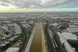 Fototapeta Miasto - Aerial image LA River Los Angeles CA