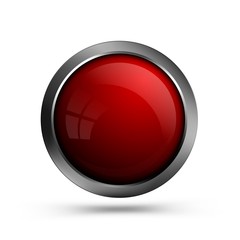 Poster - Glass red button round shape for web design. Vector button for ui apps, games
