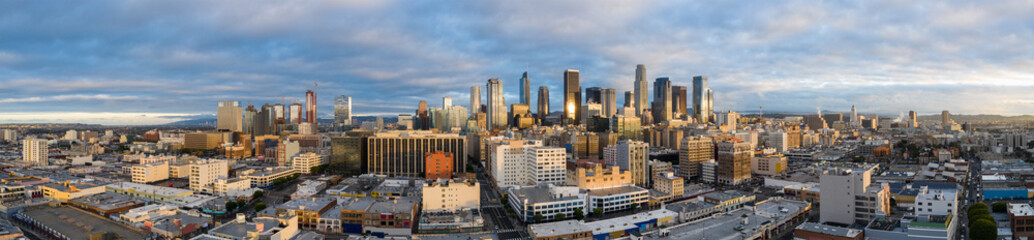 Fototapete - Aerial panorama Los Angeles Downtown all logos removed image