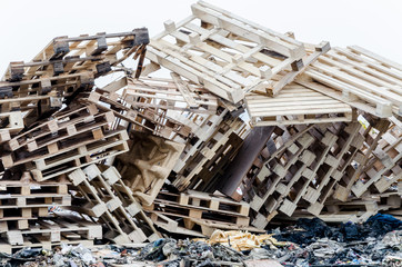 Wooden waste dumped on dump site in Thailand