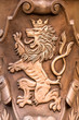 Prague / Czech Republic 03.31.2019: coat of arms bronze lion flat image