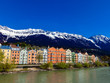 colorful buildings on the river in Innsbruck Austria