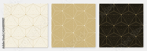 Background pattern seamless geometric triangle abstract gold luxury color vec...