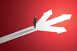 ©  Lerbank-bbk22 - Business person looks at arrow up path three way  to goal success. illustration Vector