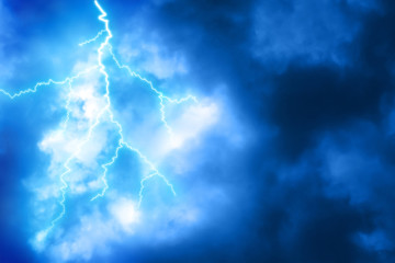lightning sky at night with clouds. stormy weather concept. glossy realistic background illustration