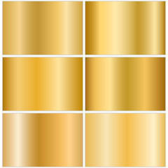 Wall Mural - set of bright golden gradients with a metallic texture.