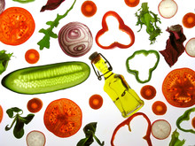 Vegetables For Salad And Olive Oil.