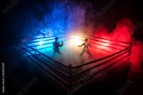 Fototapety Kickboxing  niewyrazne-tlo-mma-walka-osmiokatna-ring-sportow-ekstremalnych-mieszanych-sztuk-walki