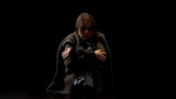 Fototapeta Zwierzęta - Drug addicted woman sitting alone in darkness, miserable victim of violence