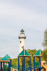 Wall Mural - The old white brick lighthouse on St Simons Island