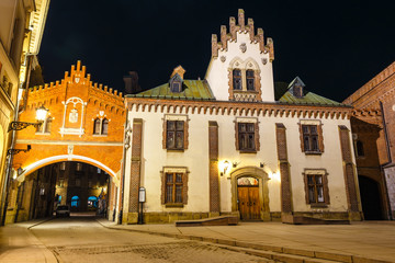 Wall Mural -  Czartoryski Museum in old town of Krakow at night, Poland