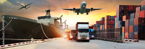 Fotomural Double exposure of logistic network distribution on background and Logistics In