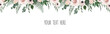 Horisontal botanical  design banner. Pink rose, eucalyptus, succulents, flowers, greenery. Natural spring card or frame.