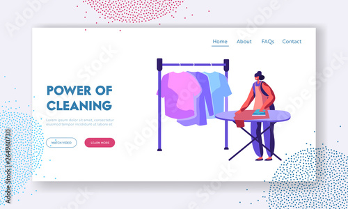 Female Employee In Laundry Service Working Process Of Steaming And