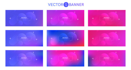 Wall Mural - Abstract banner with gradient shapes set