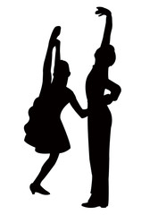 Wall Mural - a teenager couple dancing silhouette vector