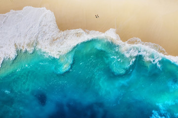 Wall Mural - coast as a background from top view. turquoise water background from top view. summer seascape from 