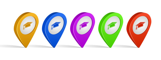 Aufkleber - multi color 3d pins of university sign icon