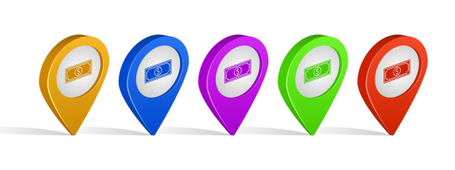 Poster - Multi color 3d pins of finance sign icon