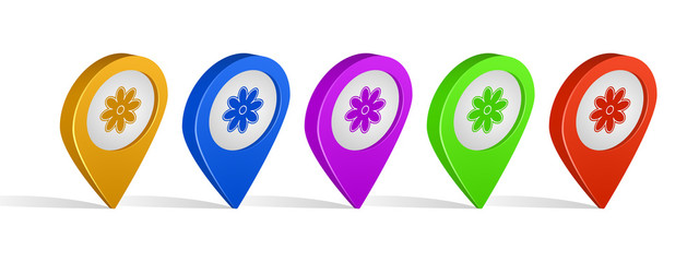 Poster - Multi color 3d pins of florist sign icon