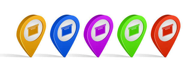 Poster - Multi color 3d pins of storage sign icon