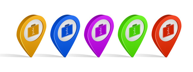 Poster - Multi color 3d pins of travel agency sign icon