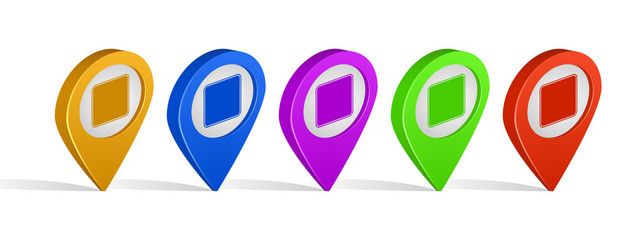 Aufkleber - Multi color 3d pins of square rounded sign icon