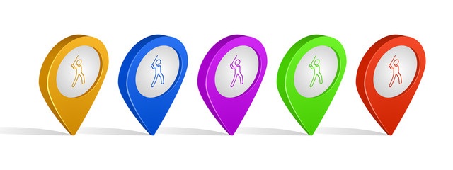 Poster - Multi color 3d pins of baseball sign icon