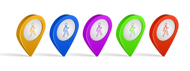 Aufkleber - Multi color 3d pins of walking sign icon