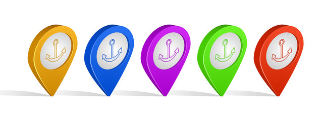 Aufkleber - Multi color 3d pins of marina sign icon