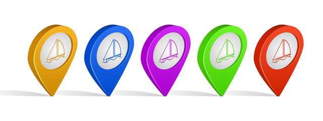 Aufkleber - Multi color 3d pins of sailing sign icon