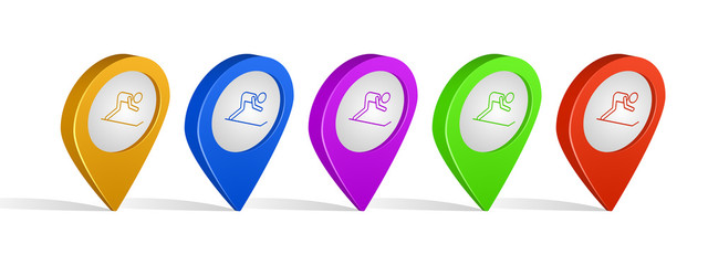 Poster - Multi color 3d pins of skiing sign icon