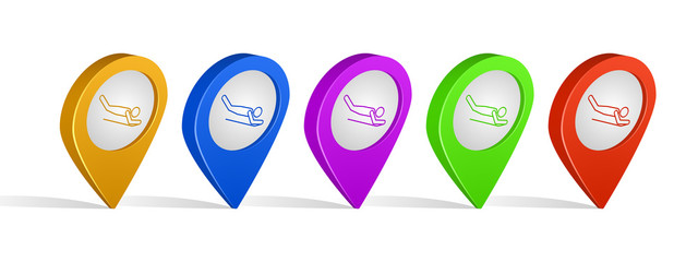 Poster - Multi color 3d pins of sledding sign icon
