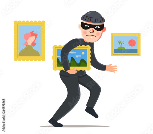 Cuadros en Lienzo a thief steals a painting from a museum