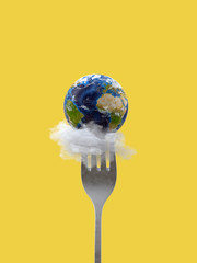 Poster - Earth planet on on a fork