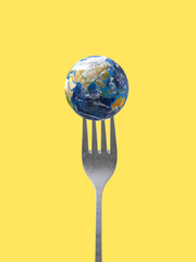 earth planet on on a fork