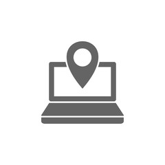 Aufkleber -  Laptop, pin, location icon. Element of materia flat maps and travel icon. Premium quality graphic design icon. Signs and symbols collection icon for websites