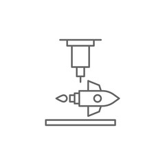 Poster - 3d rocket icon. Element of 3d printing icon. Thin line icon for website design and development, app development. Premium icon