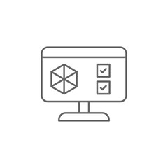 Poster - Model, laptop, 3d printing icon. Element of 3d printing icon. Thin line icon for website design and development, app development. Premium icon