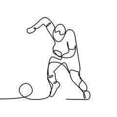 Wall Mural - continuous line drawing of a man kick a ball during football game